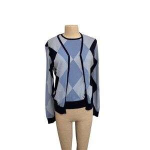 Style & Co. Collection Women Argyle Cardigan & Sleeveless Top Set Size M Blue &